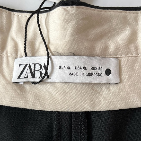 ZARA Wide Leg Trousers Women XL Black Pleaded Side Leg Hem Slit Pockets NWT - Picture 12 of 15